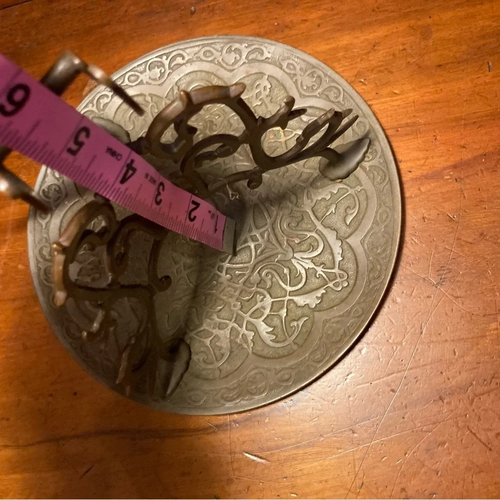 Antique Bronze desk pen holder/ rest probably Persian Islamic symbols on base